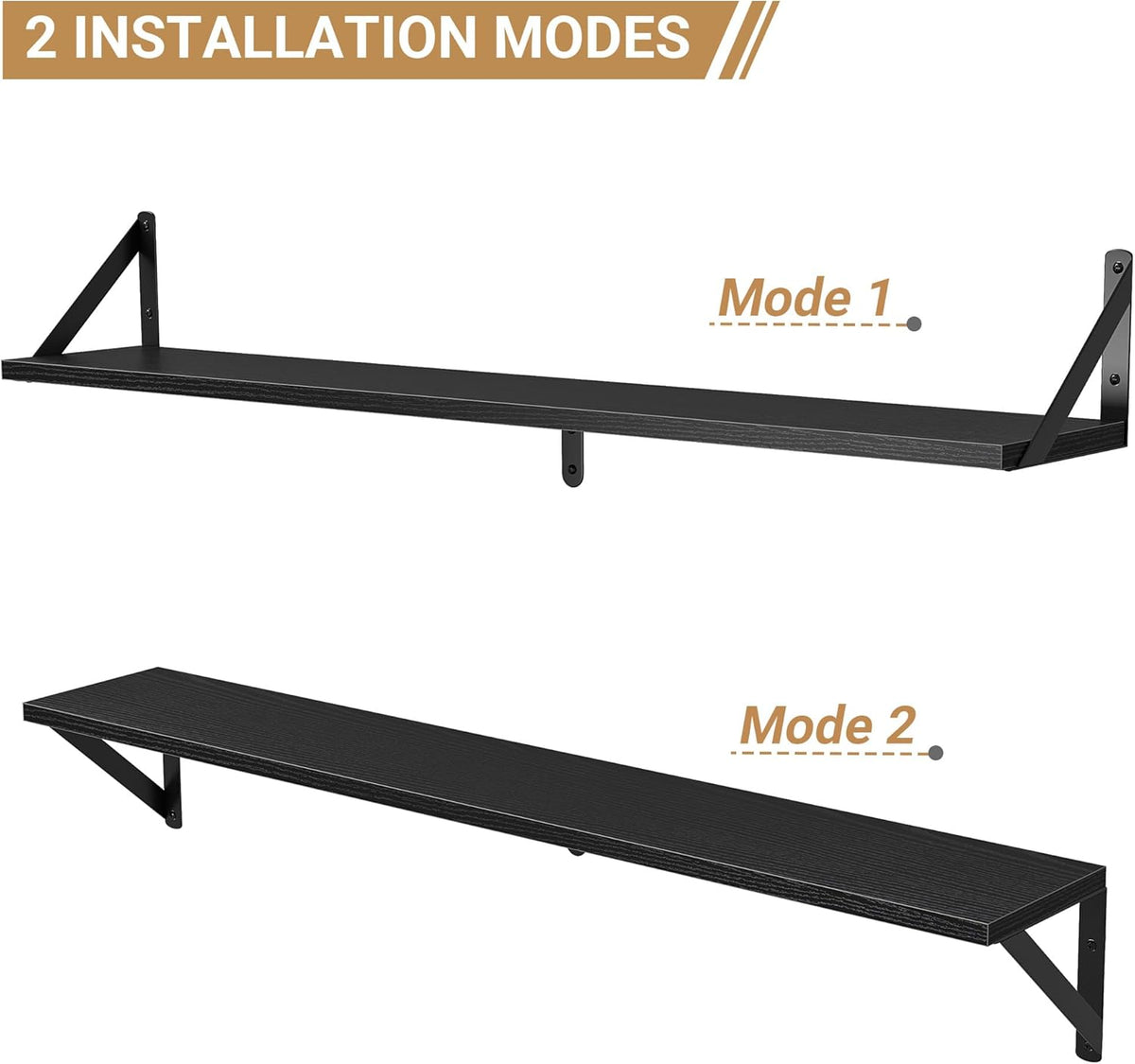 Heimlove Floating Shelves for Wall, 36 Inch Long Wood Floating Bookshelf Set of 3, Wall Mounted