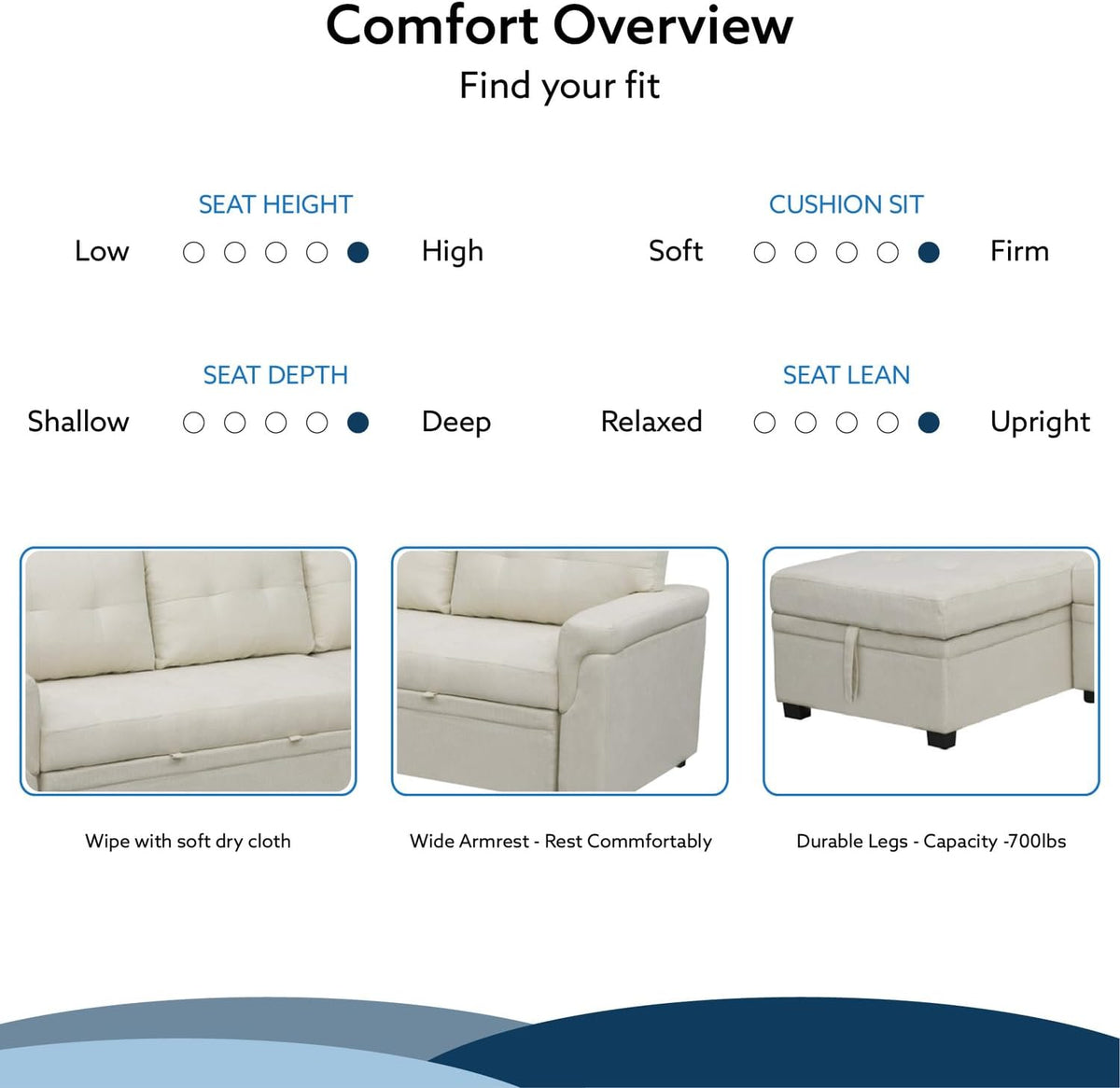 Naomi Home Transform Any Space: Sleeper Sectional Sofa with Convertible Sofa Bed & Inviting Chaise.