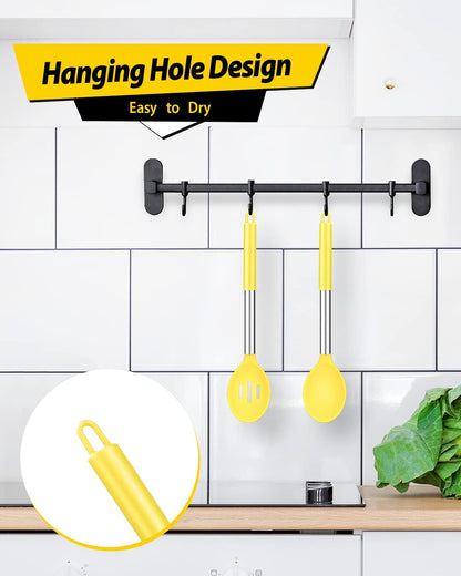 Pack of 2 Large Silicone Cooking Spoons,Non Stick Solid Basting Spoon,Heat-Resistant Kitchen