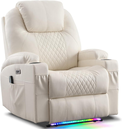 AHMED Power Recliner Chair with Vibration Massage & Heat for Adults, Faux Leather Home Theater