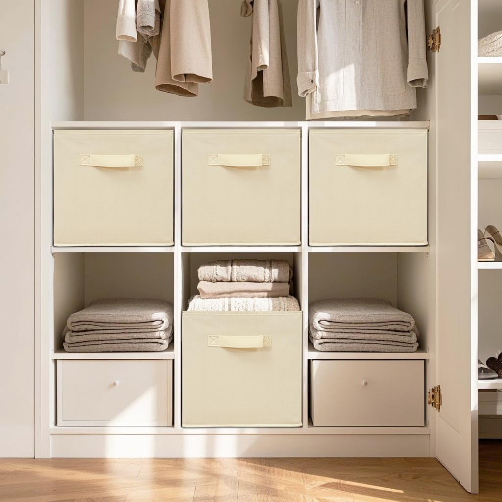 STORAGEIDEAS 11 Inch Fabric Storage Cubes, Sturdy Foldable Storage Bins, Heavy Duty Cube Organizer