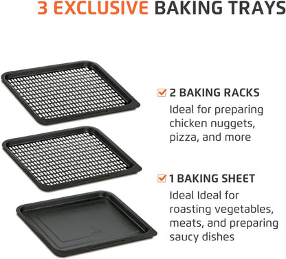 Air Fryer Oven 1800W, 12.7QT Capacity, Touchscreen Panel, Automatic Shut-Off – Black & Stainless