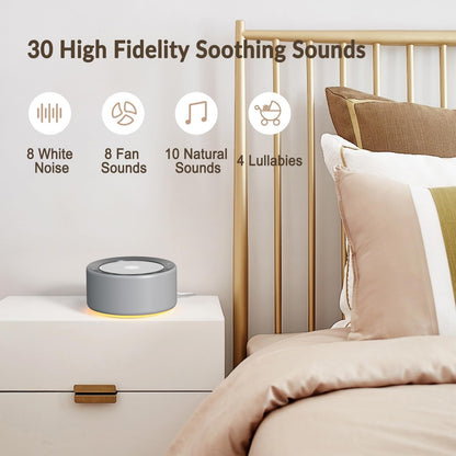 Nursery Lamp with Sound Machine, Mood Lighting, 7 Colors Night Light, 30 Soothing Sounds, White