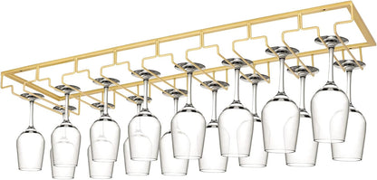 Xverycan Wine Glass Rack Under Cabinet, 8 Row Extreme Large Stemware Hanger, Metal Wine Goblet