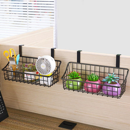 LeleCAT Over Cabinet Door Basket with hook Grid Storage Basket, Kitchen Storage Organizer,Over