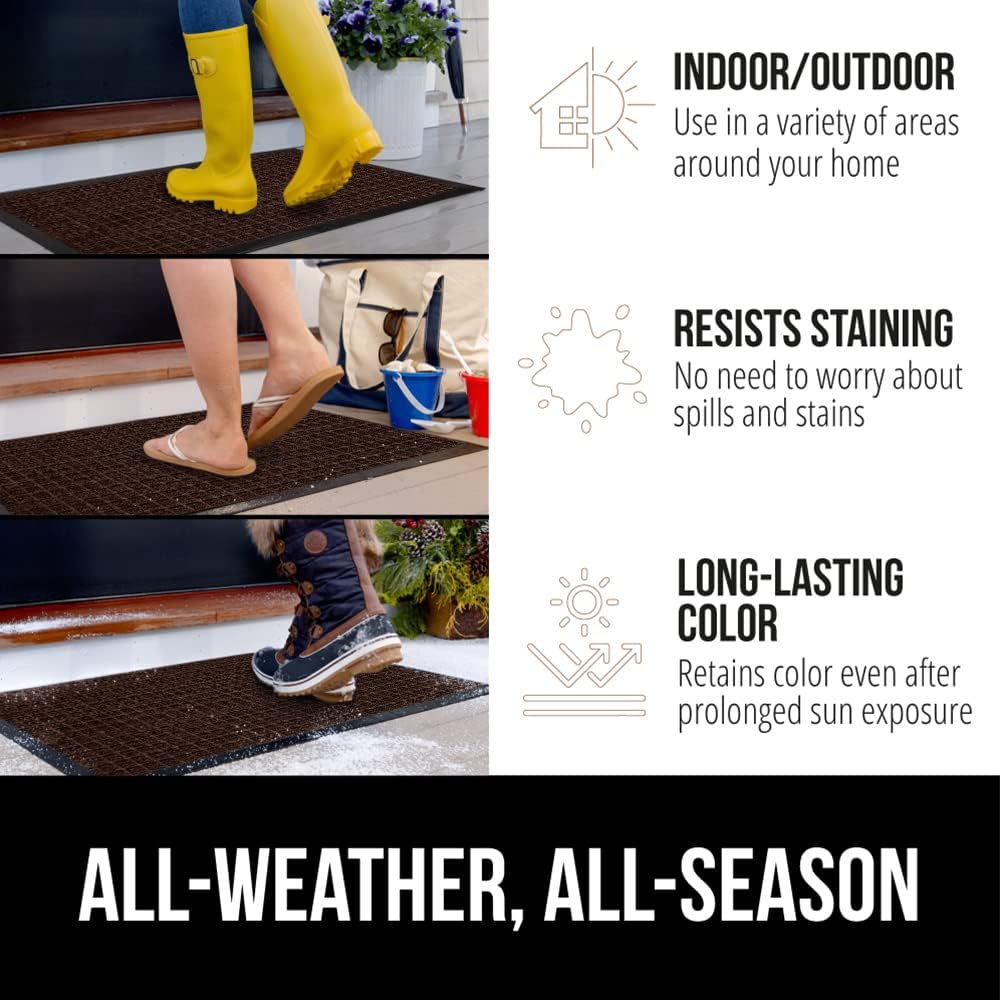GORILLA GRIP 100% Waterproof All-Season WeatherMax Doormat, 72x24, US Designed Natural Rubber