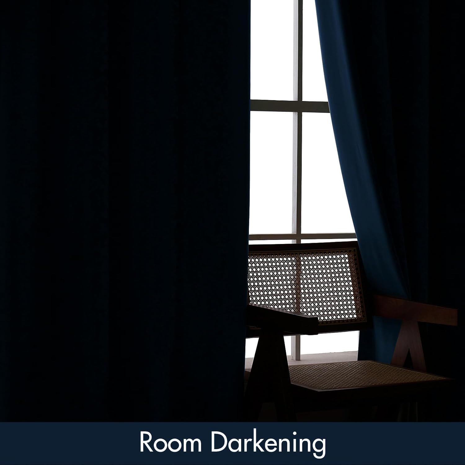 MIULEE Velvet Blackout Curtains Navy Blue Thermal Insulated Drapes for Bedroom Living Room