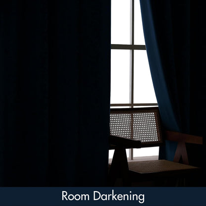 MIULEE Velvet Blackout Curtains Navy Blue Thermal Insulated Drapes for Bedroom Living Room