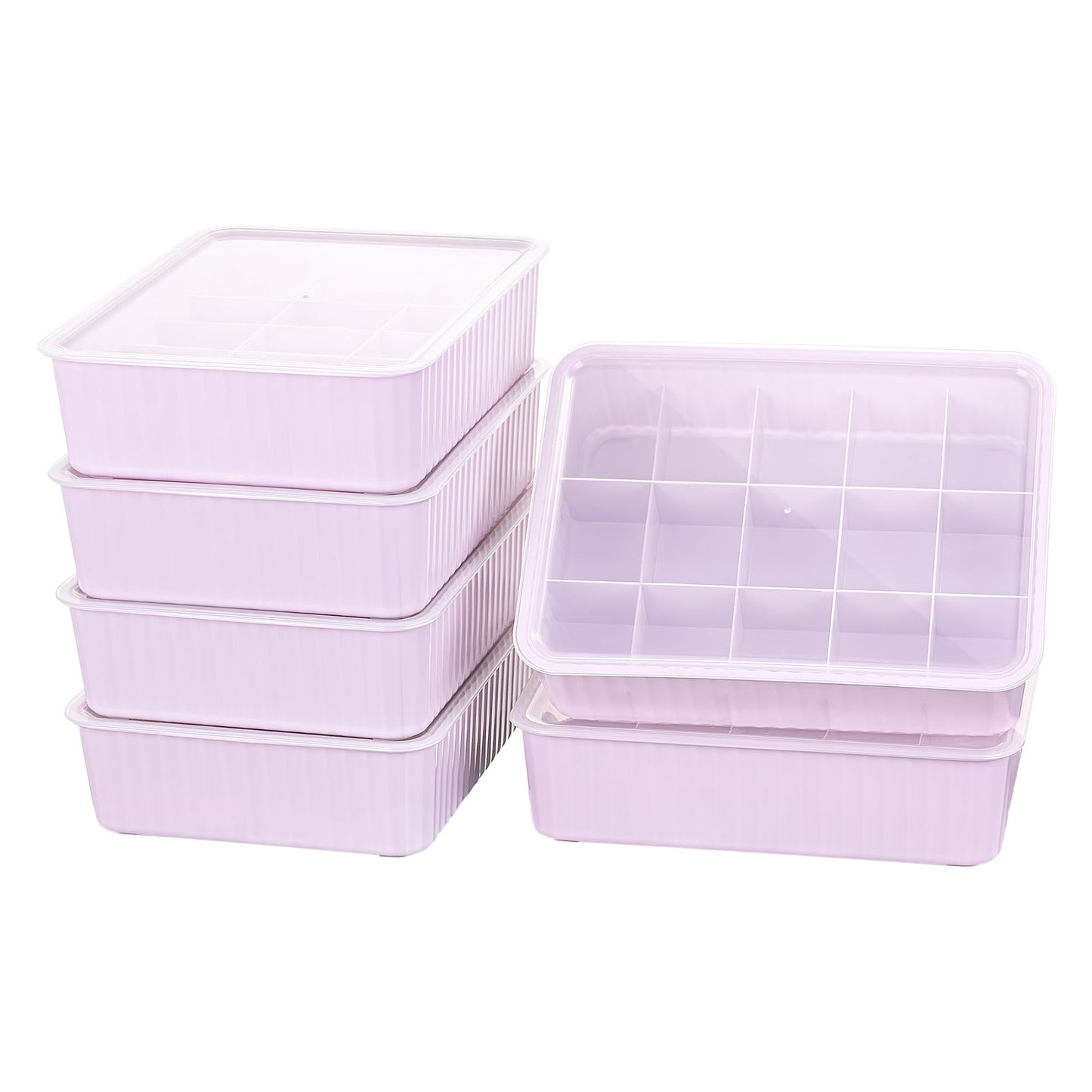 Cetomo 15 Cells Plastic Underwear Sock Drawer Organizer with Lid, Lidded Storage Box with Dividers