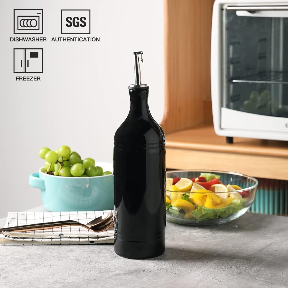 Sweejar Large Ceramic Olive Oil Dispenser Bottle, Opaque Oil Cruet Protects Oil to Reduce