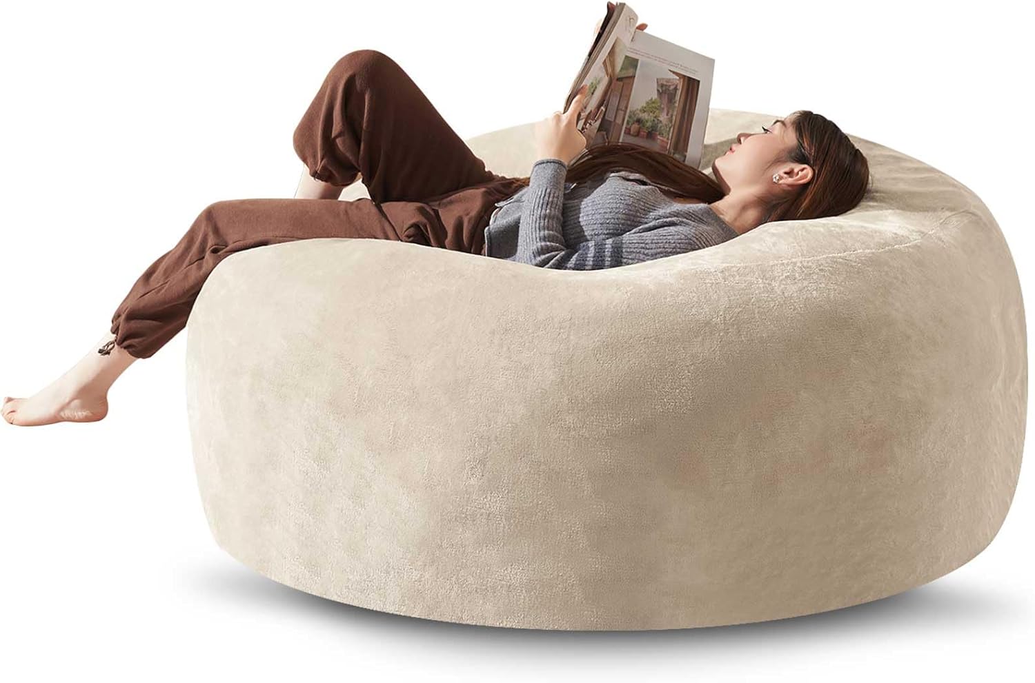 Bean Bag Chair 5Ft, Memory Foam Filled, Large Beanbag Chairs for Adults and Teens, Soft Sofa with