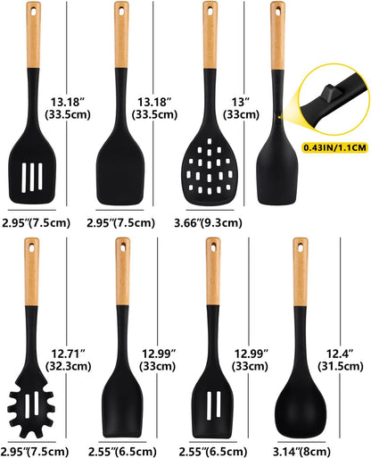 Silicone Kitchen Utensil Set for Non Stick Cookware, 7 Pcs Heat Resistant Cooking Utensils with