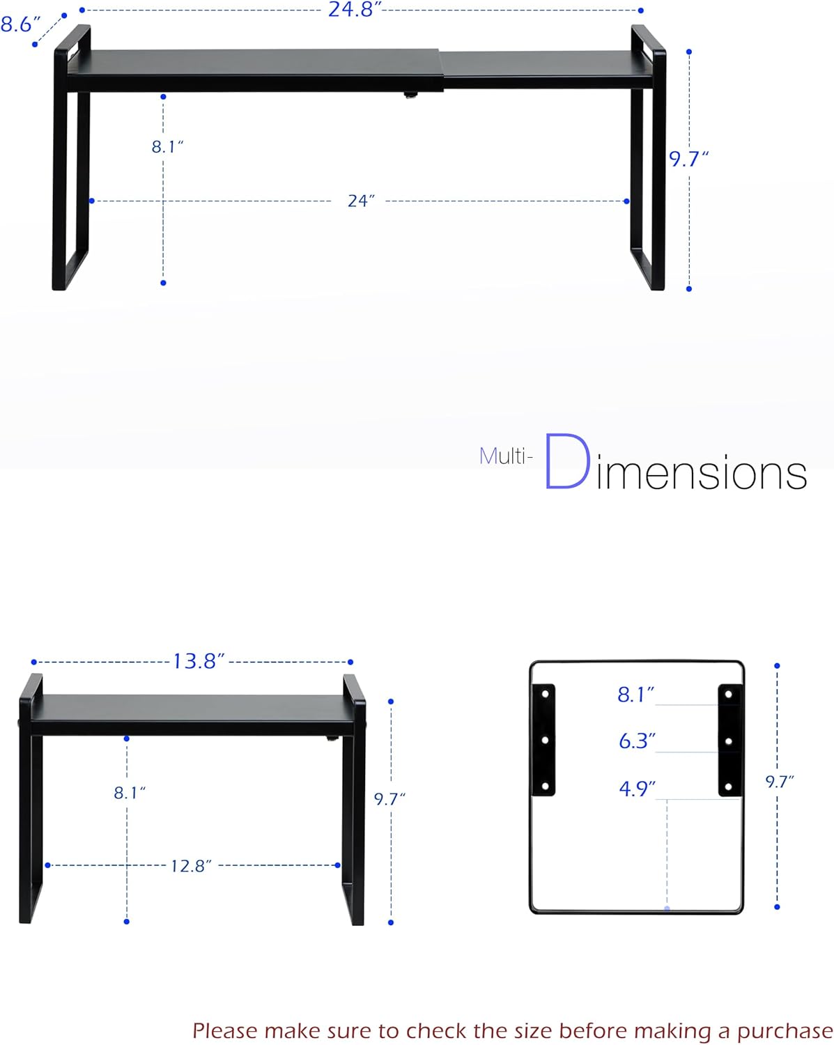 Nxconsu Cabinet Shelf Expandable Height Adjustable Organizer Riser for Kitchen Cabinet Pantry