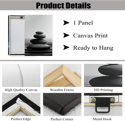 DOARTDO Zen Stone Canvas Wall Art Black and White Spa Stones Picture Print Modern Meditation Spirit