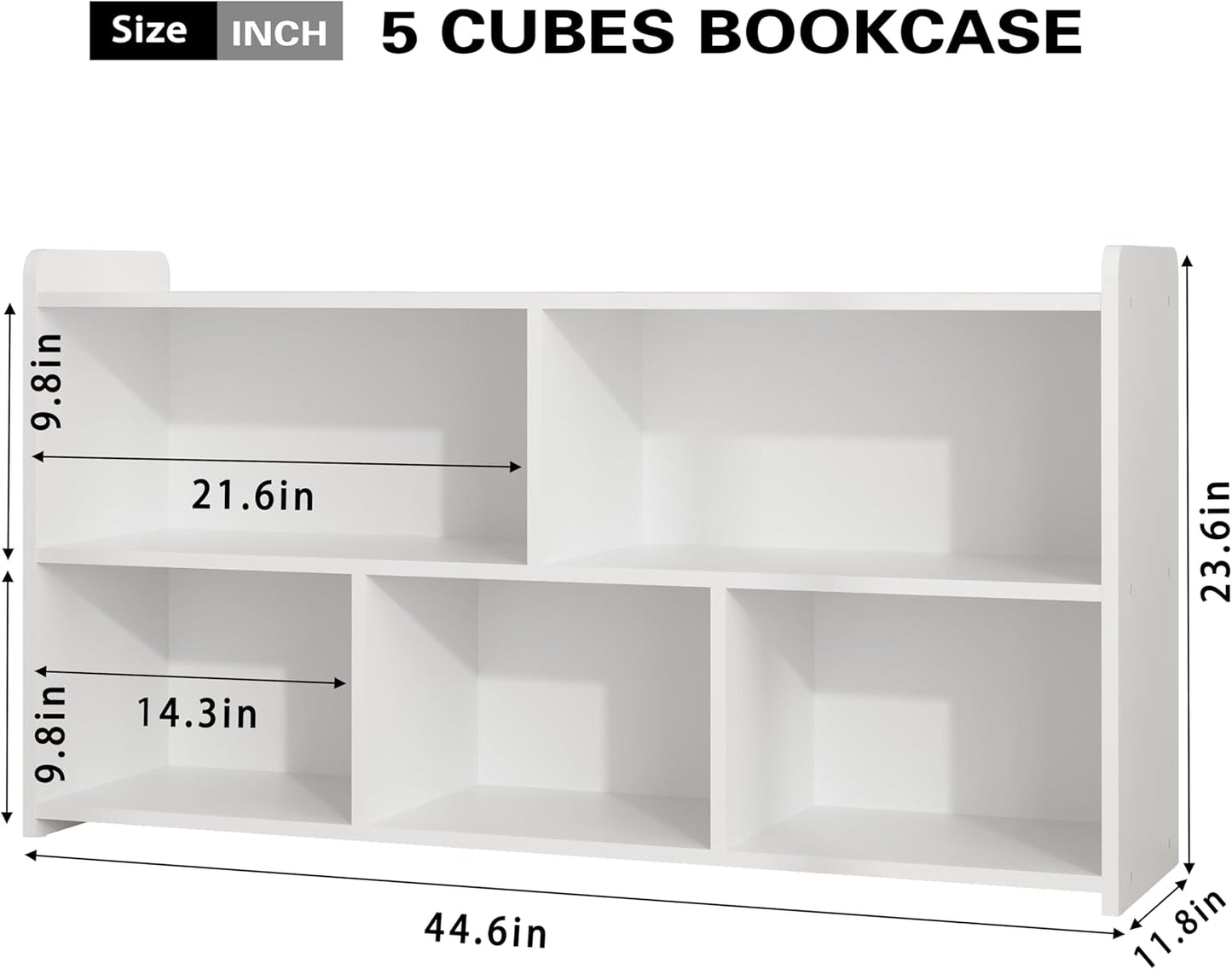 Book Shelf, 5 Cubes Storage Organizer, Open Shelf Wooden Bookcase, Freestanding White Bookshelf