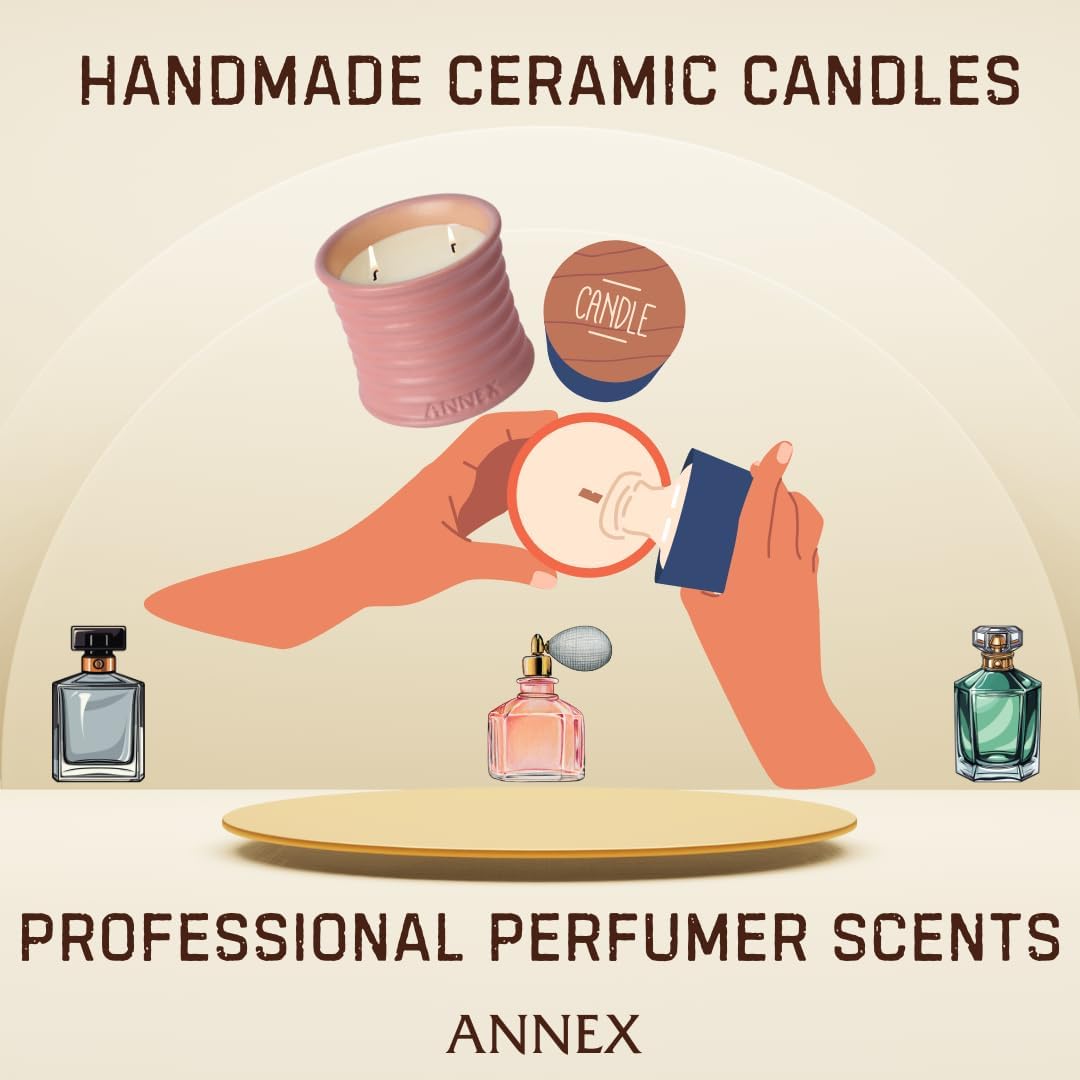 Scented Luxury Candles in Handmade Ceramic Jars, Soy Wax | Canal Rose – Rose Bud & Oud Scented