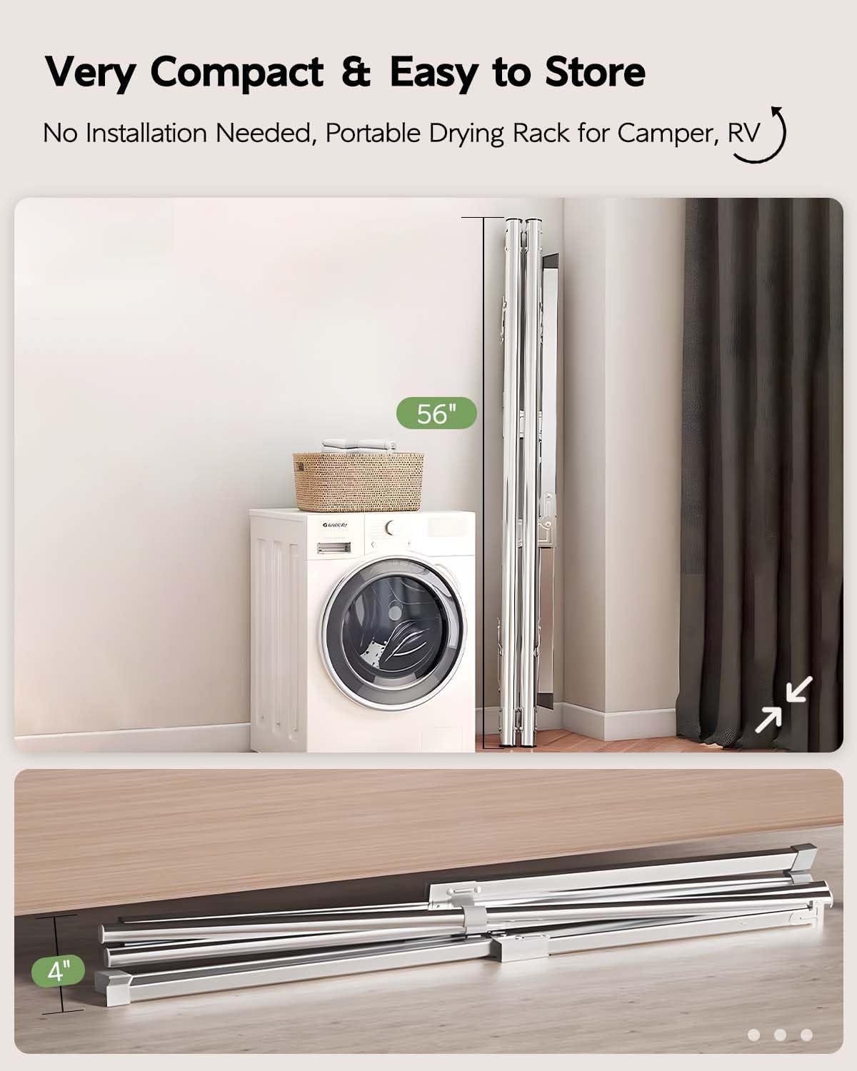 Clothes Drying Rack 63 Inches Folding Indoor Outdoor, Drying Rack Clothing Collapsible, Foldable