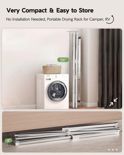 Clothes Drying Rack 63 Inches Folding Indoor Outdoor, Drying Rack Clothing Collapsible, Foldable