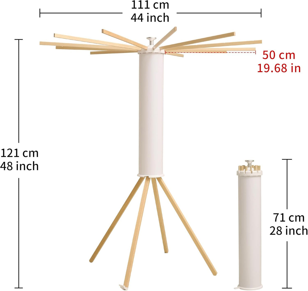 LEQ Drying Rack Portable,Foldable Drying Rack Clothing with 12 Wood Drying Arms, Standing Laundry