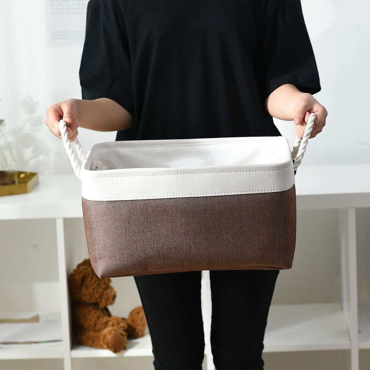 Large Storage Baskets for Shelves, Fabric Baskets for Organizing, Collapsible Storage Bins for
