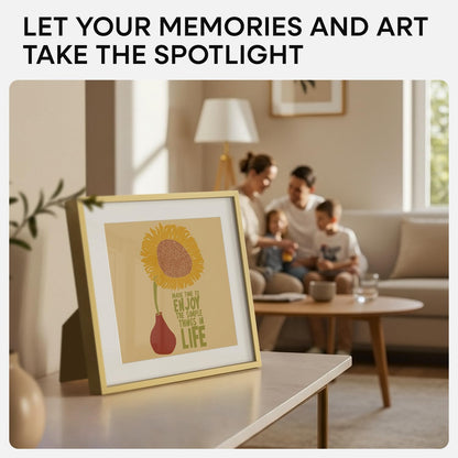 Homeforia Square 10x10 Gold Frame, High End Metal 10 by 10 Picture Frames with Mat 8 x 8, 10by10
