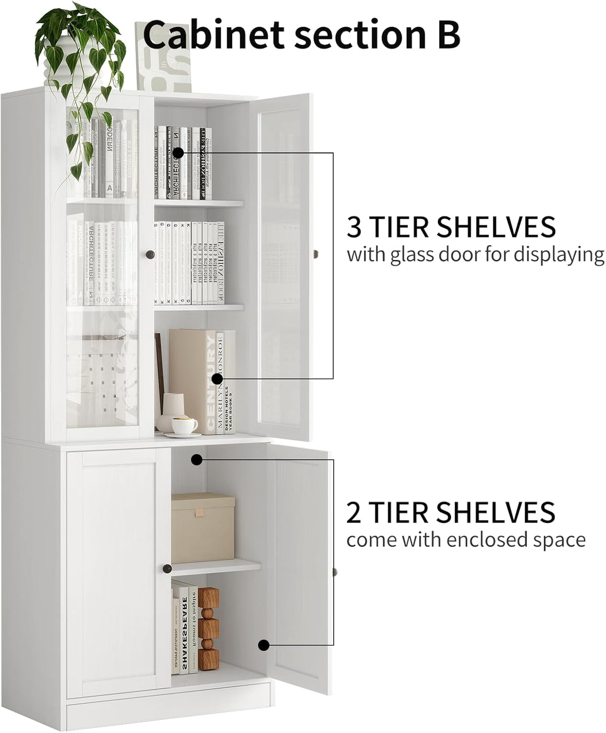 TUSY 71" Bookshelf Bookcase, 3-Tier Modern Bookshelves 3 Large Drawer, Wood Filing Cabinet with