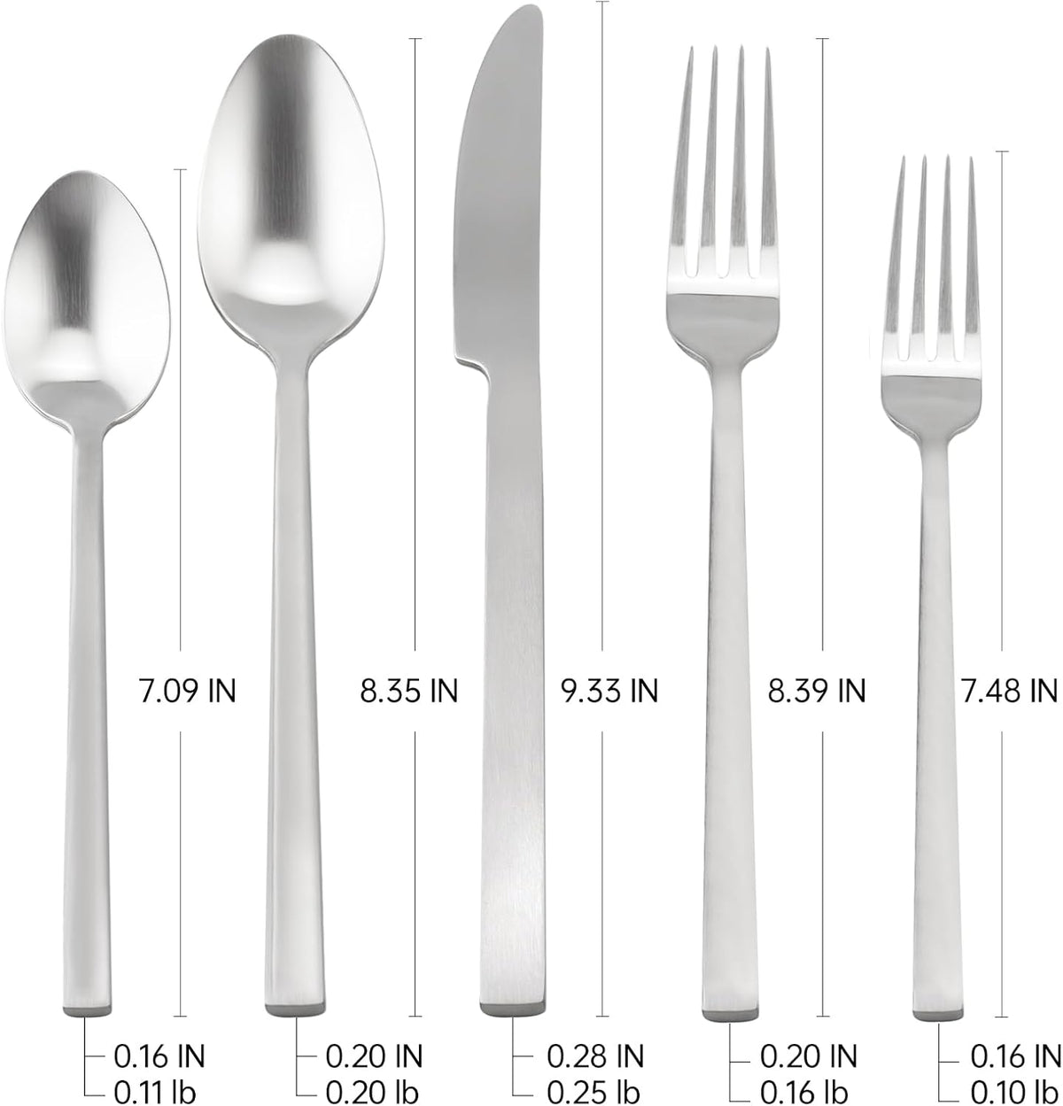 Stainless Steel Flatware Set Hand Forged 18/10 Silverware Set Cutlery Set Silver Cuboid Handle