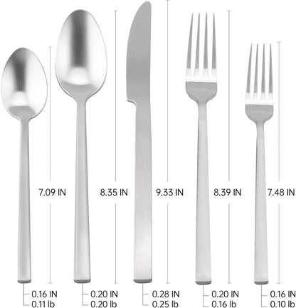 Stainless Steel Flatware Set Hand Forged 18/10 Silverware Set Cutlery Set Silver Cuboid Handle