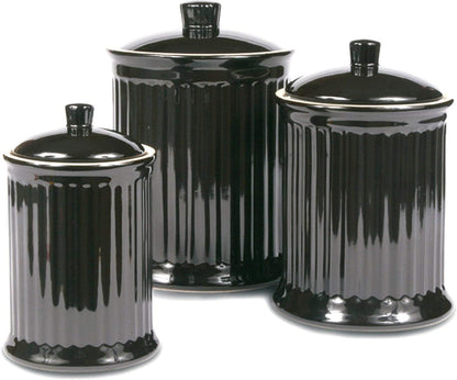 Omniware Simsbury 3-Piece Canister Set - Stoneware Kitchen Storage with Silicone-Sealed Lids