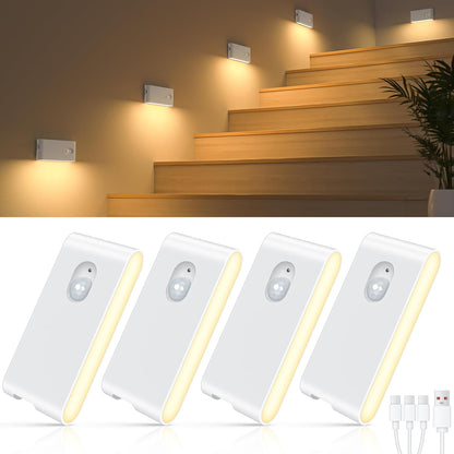 WILLED Stair Lights Indoor,Warm White Rechargeable Night Light,Wireless Motion Sensor Night