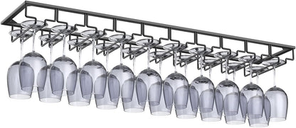 Xverycan Wine Glass Rack Under Cabinet, 10 Row Extreme Large Stemware Hanger, Metal Wine Goblet