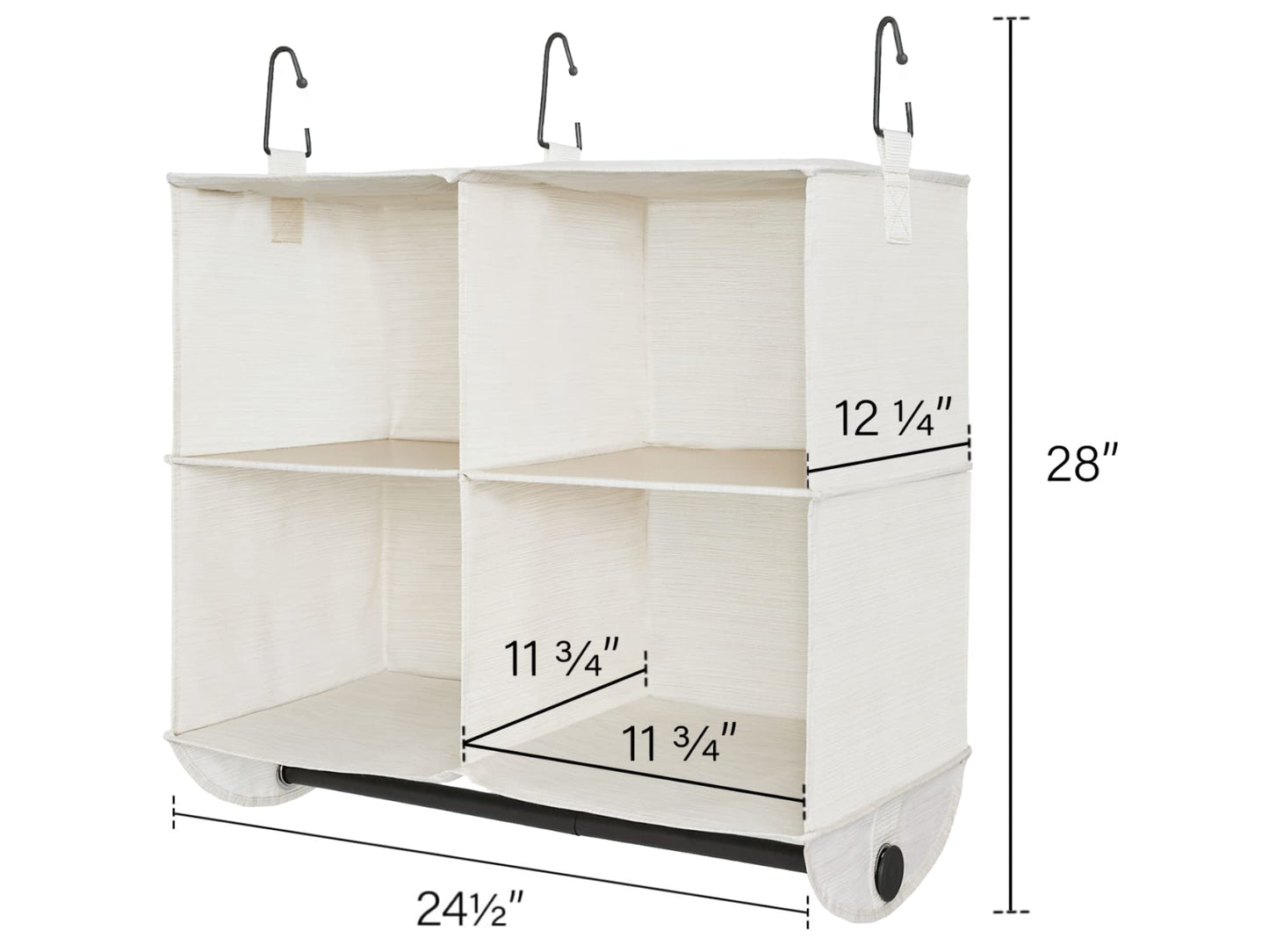 StorageWorks Hanging Closet Organizer with Rod, 4 Sections, 2 Tiers, White