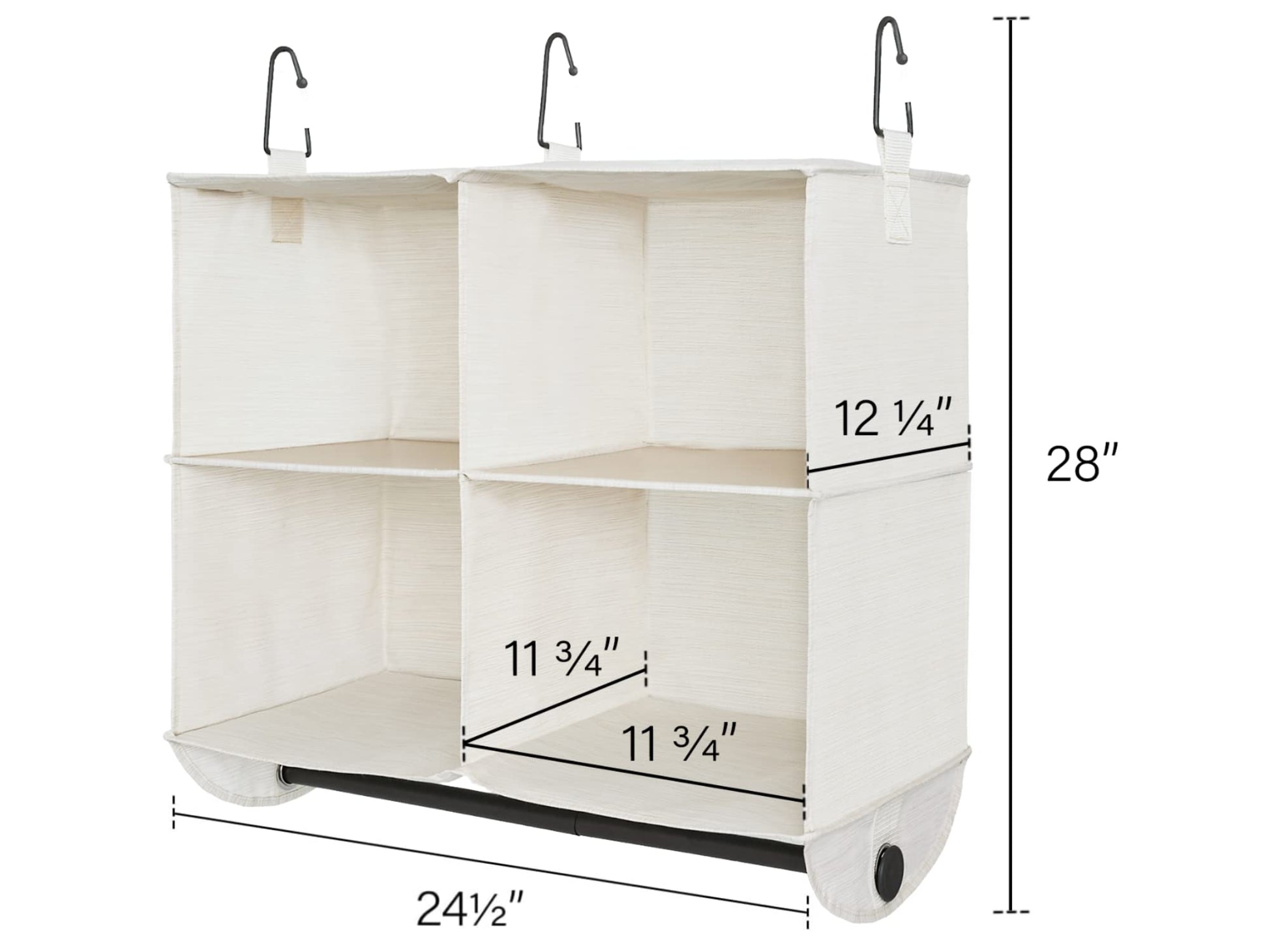 StorageWorks Hanging Closet Organizer with Rod, 4 Sections, 2 Tiers, White