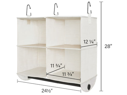 StorageWorks Hanging Closet Organizer with Rod, 4 Sections, 2 Tiers, White
