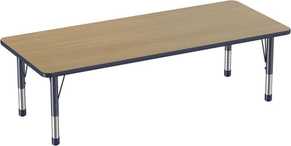 FDP Rectangle (30 x 72 inch) Classroom Table with Adjustable Chunky Toddler Legs (15-24 in);