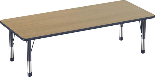 FDP Rectangle (30 x 72 inch) Classroom Table with Adjustable Chunky Toddler Legs (15-24 in);