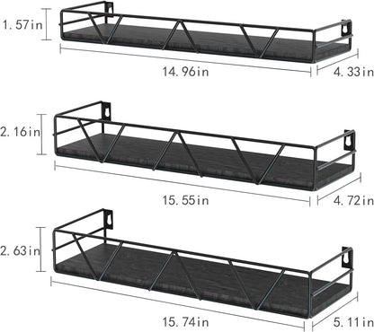 Floating Shelves Set of 3, Home Wood Wall Shelf, Farmhouse Shelf for Bedroom, Wall Mounted Floating