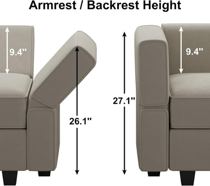 Belffin Modular Sectional Sofa with Reversible Chaises Velvet U Shaped Sectional Couch with Storage