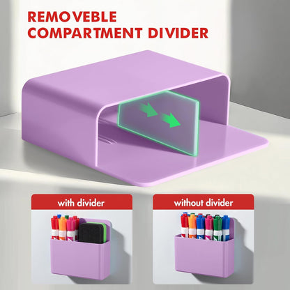 BEYGORM 2 Pack Plastics Magnetic Pen Holder for Refrigerator, Dry Erase Marker Holder for