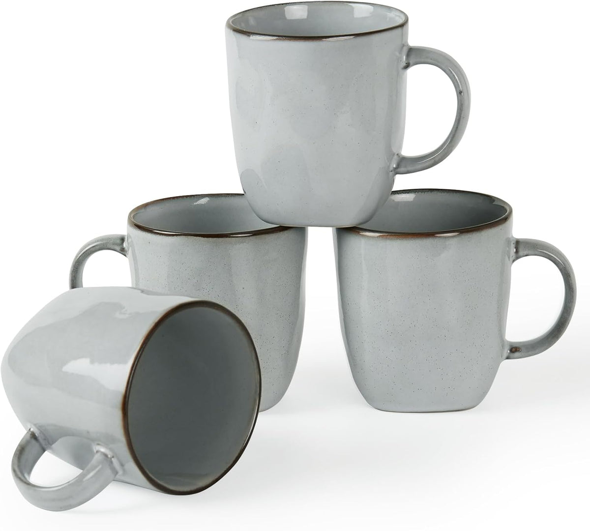 famiware Coffee Mugs Set of 4, Ocean Square 13oz Coffee Cup Set with Handle for Cocoa, Milk, Hot