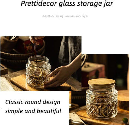 Glass Storage Jar, 38 FL OZ, Food Canisters with Bamboo Lid, Kitchen Containers Decorative Airtight