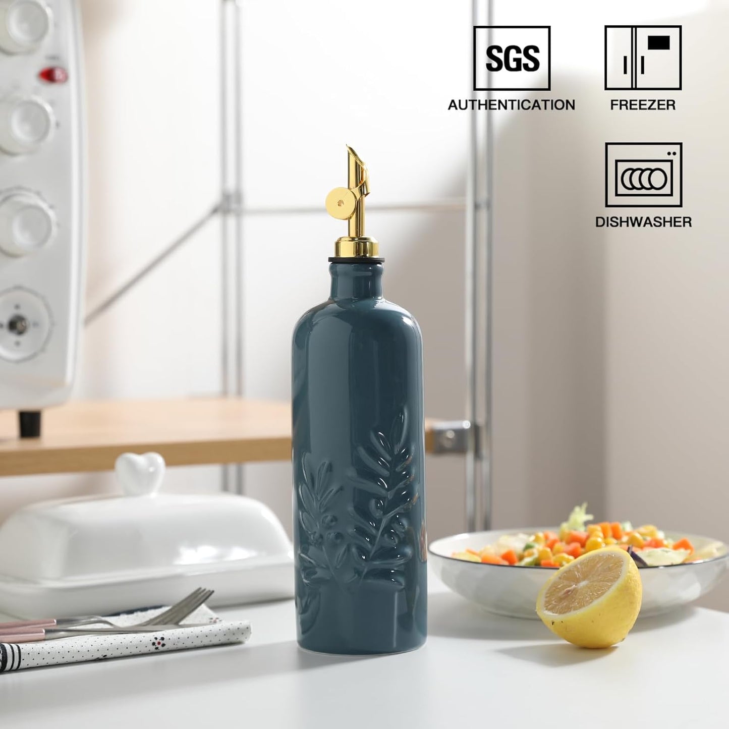 Sweejar 18 Oz Oil Dispenser for Kitchen with Gravity Spout, Ceramic Olive Oil Dispenser Bottle