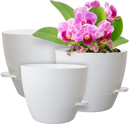 12/10/9 inch Large Self Watering Pots, Plant Pots with Mesh Drainage Holes for Indoor Outdoor