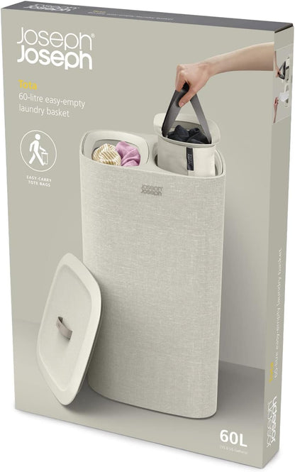 Joseph Joseph Tota 60 liter/15.8 gallon Laundry Hamper Separation Basket with lid, 2 Removable