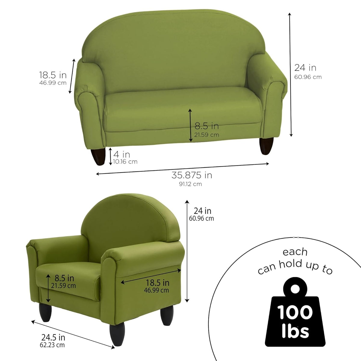 Children's Factory As We Grow Chair and Couch, Flexible Seating for Daycare or Preschool, Kids