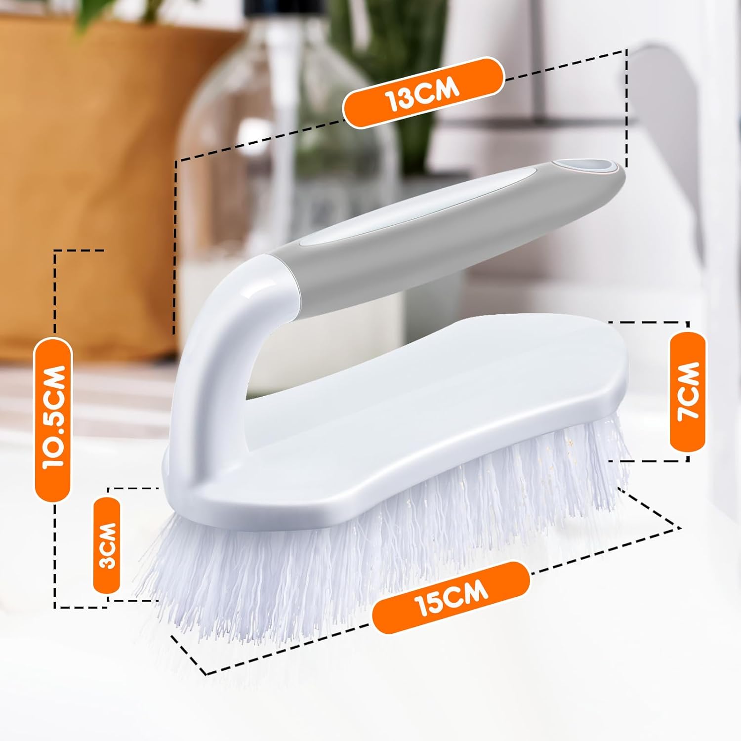 Lallisa 24 Pcs Scrub Brush for Cleaning with Handle Comfortable to Grip Heavy-Duty Flexible Stiff