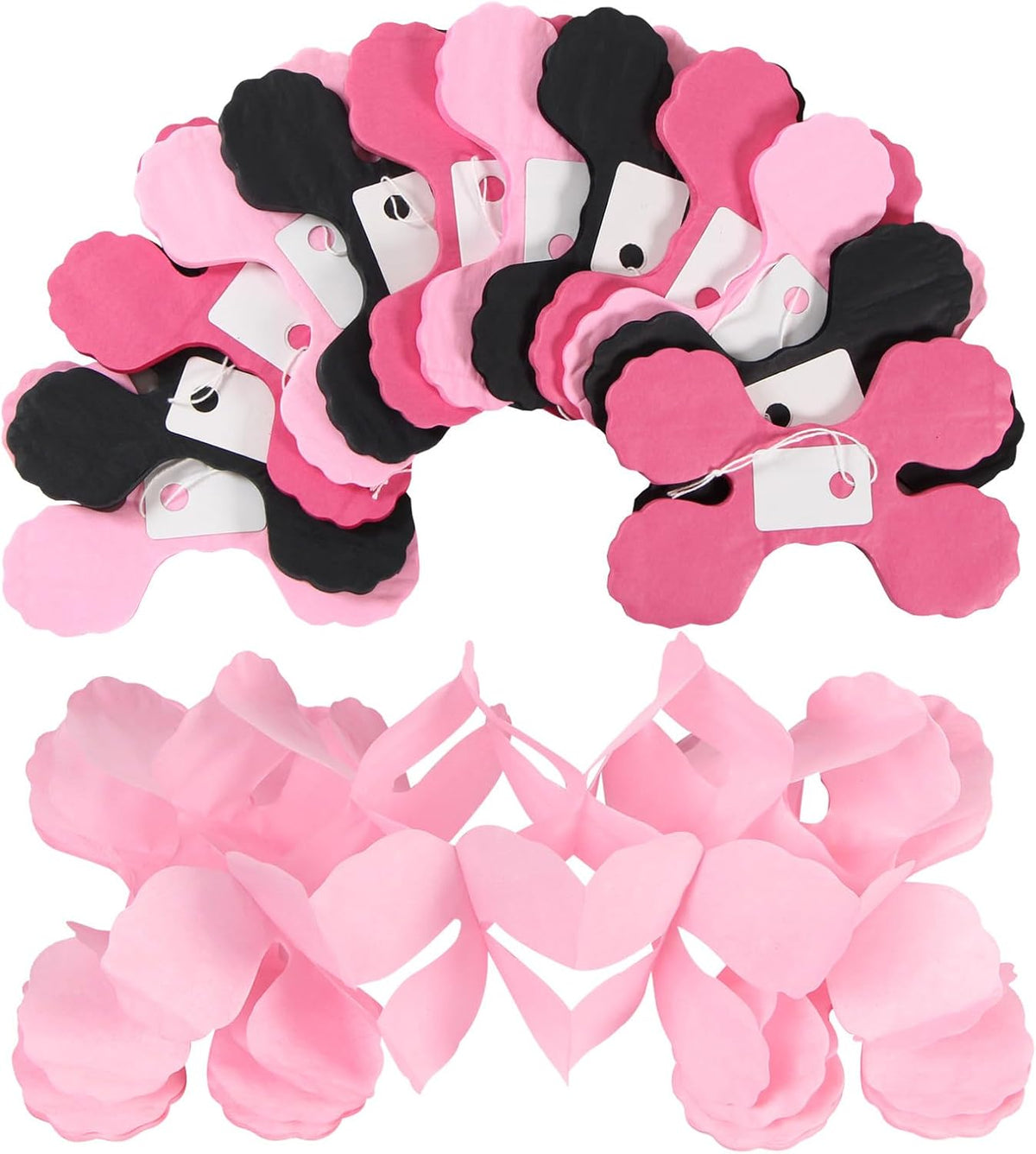 Hot Pink Black Party-Decorations Streamers Garland - 157Ft Four-Leaf Clover Hanging Banner, Wedding