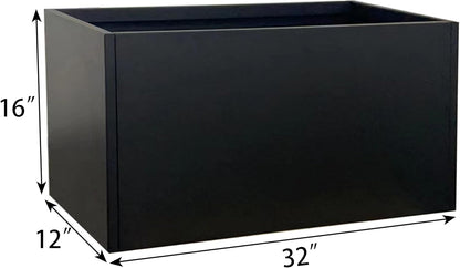Galvanized Steel Planter Black Metal Outdoor Planter Powder Coated 32" x 12" x 16" Pot Metallic