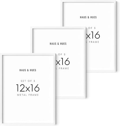 HAUS AND HUES Picture Frame, White 12x16, Metal, Gallery Wall Frame Set, Premium Acrylic
