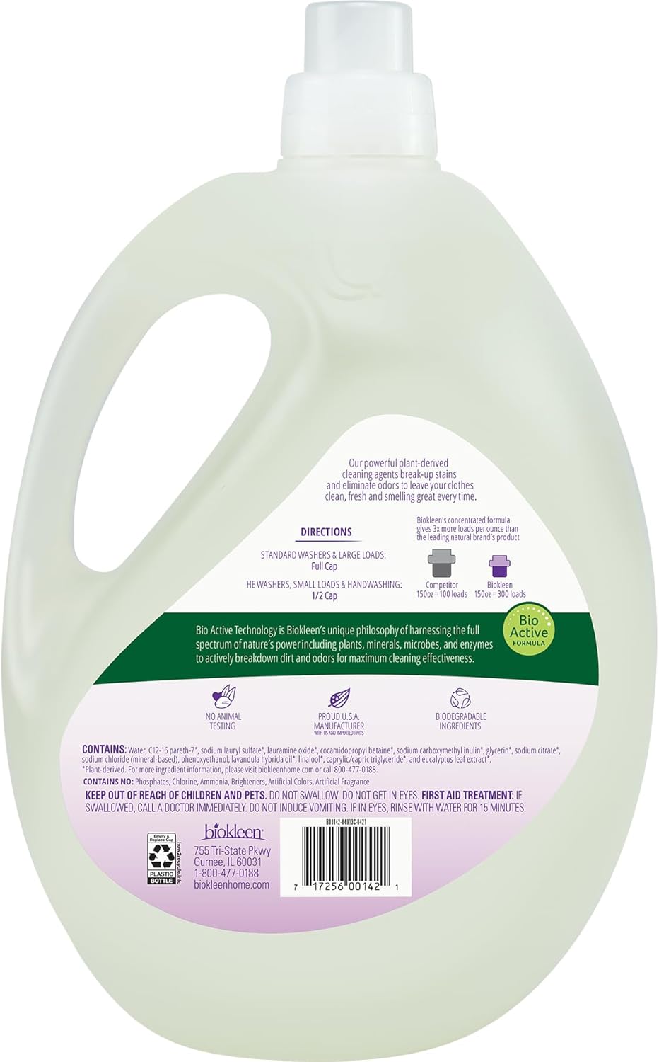 Biokleen Natural Laundry Detergent - 300 HE Loads - Liquid, Eco-Friendly, Plant-Based, No